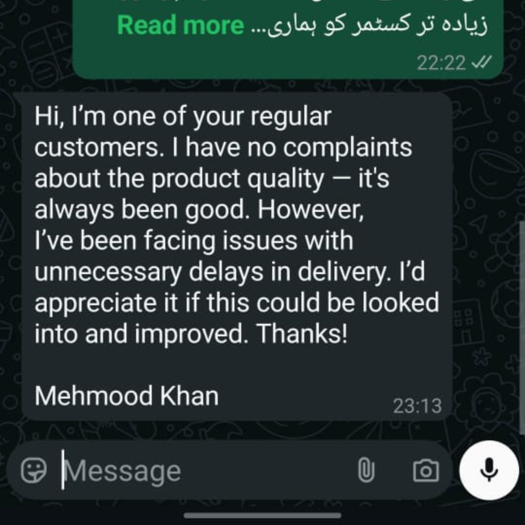 Customer review screenshot