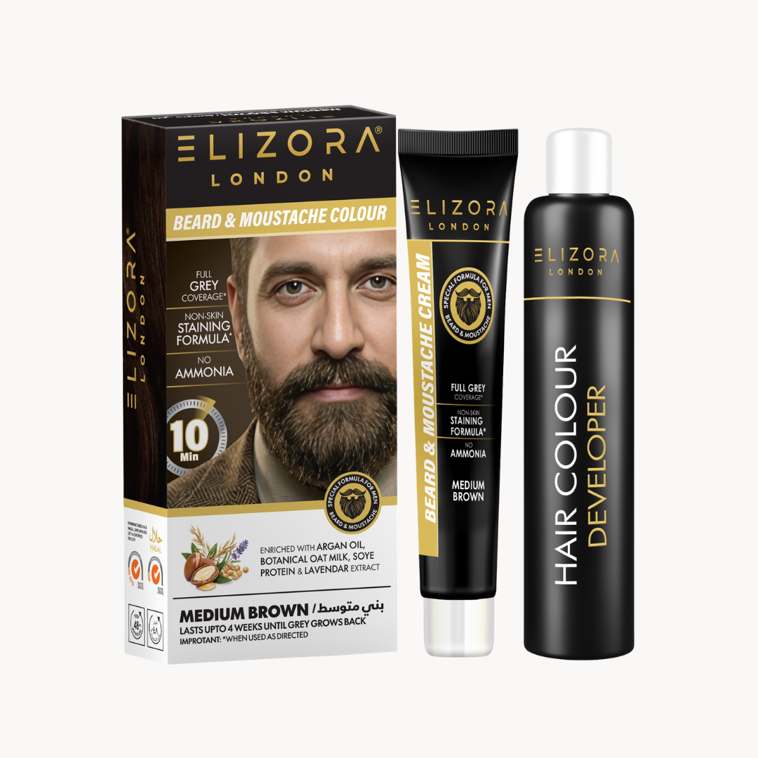 Elizora Beard & Moustache Colour Cream (For Men) Medium Brown